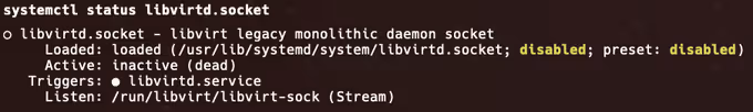 libvirdの状態はinactive